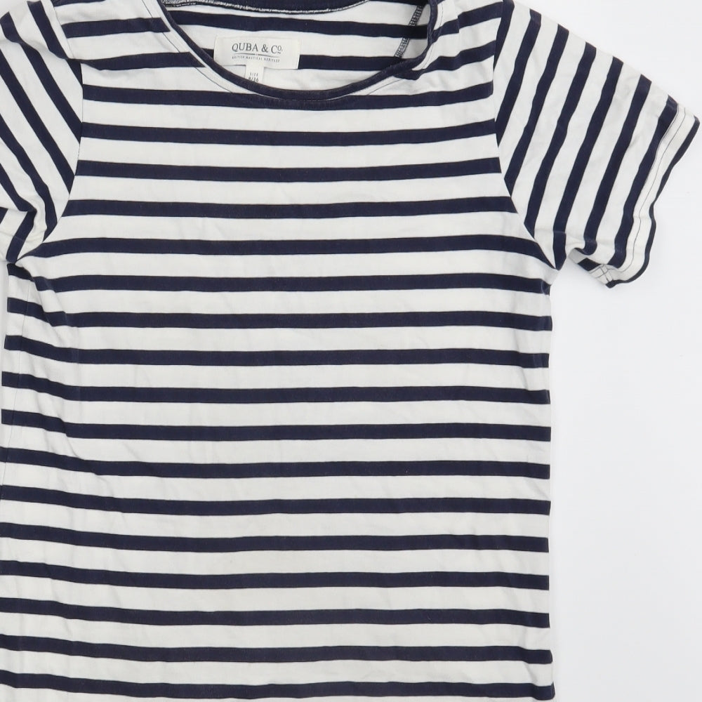 Quba & Co. Womens White Striped  T-Shirt Dress  Size 8