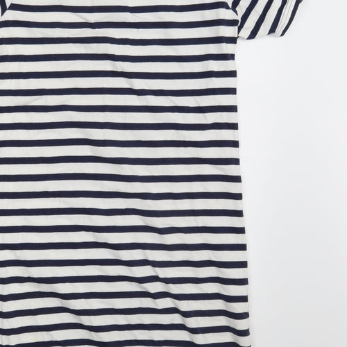 Quba & Co. Womens White Striped  T-Shirt Dress  Size 8