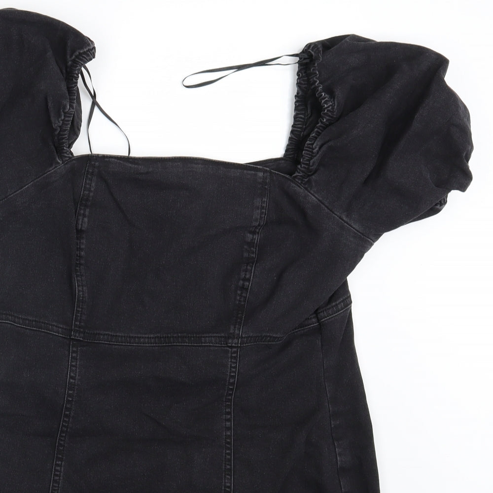 New Look Womens Black  Denim Shirt Dress  Size 16
