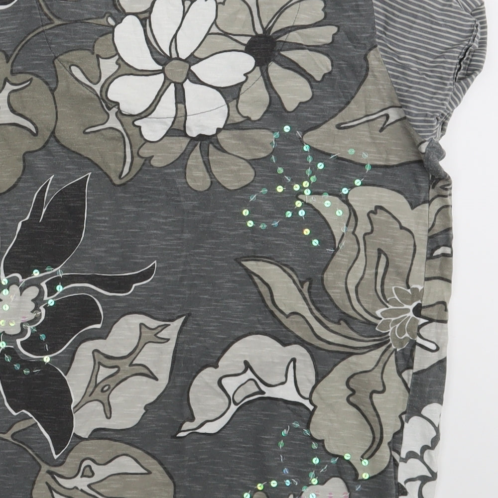 NEXT Womens Grey Floral  Basic T-Shirt Size 12