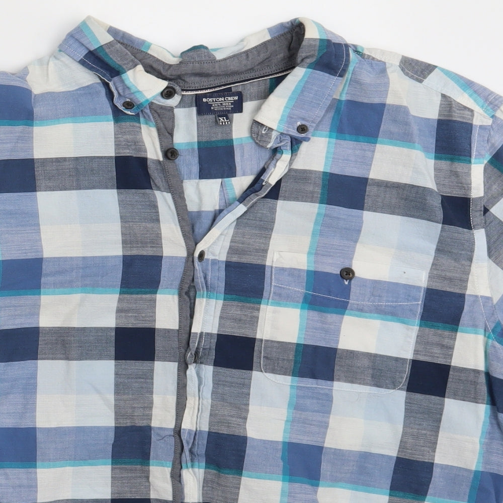 Boston Crew Mens Multicoloured Check   Button-Up Size XL