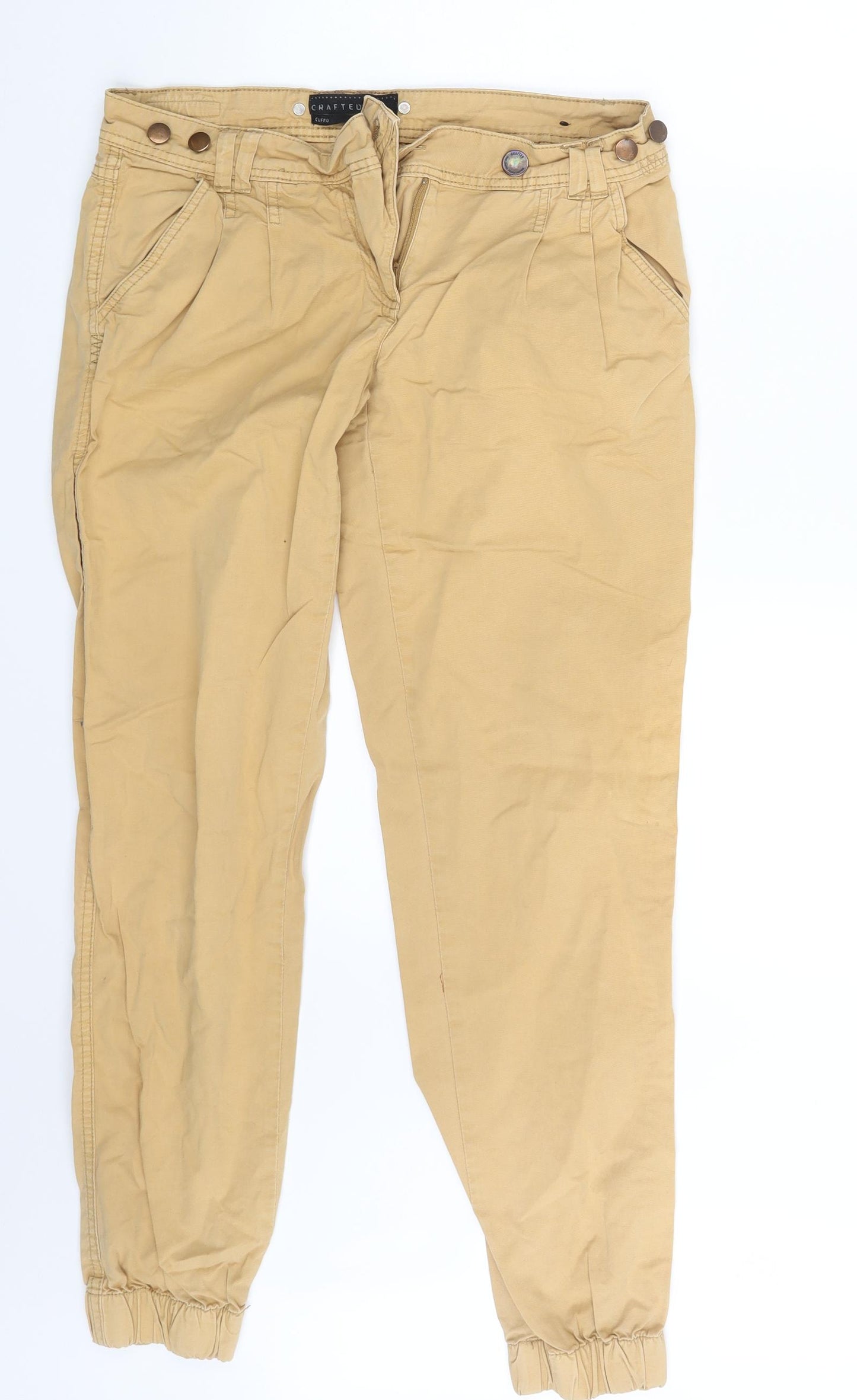 Crafted Womens Beige   Carrot Trousers Size 10 L24 in