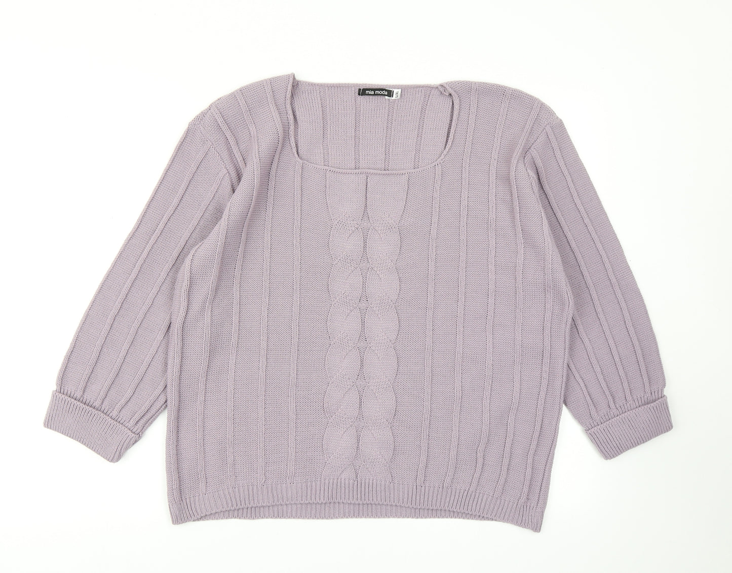 Mia Moda Womens Purple  Knit Pullover Jumper Size L