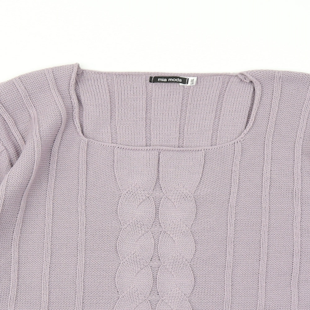 Mia Moda Womens Purple  Knit Pullover Jumper Size L