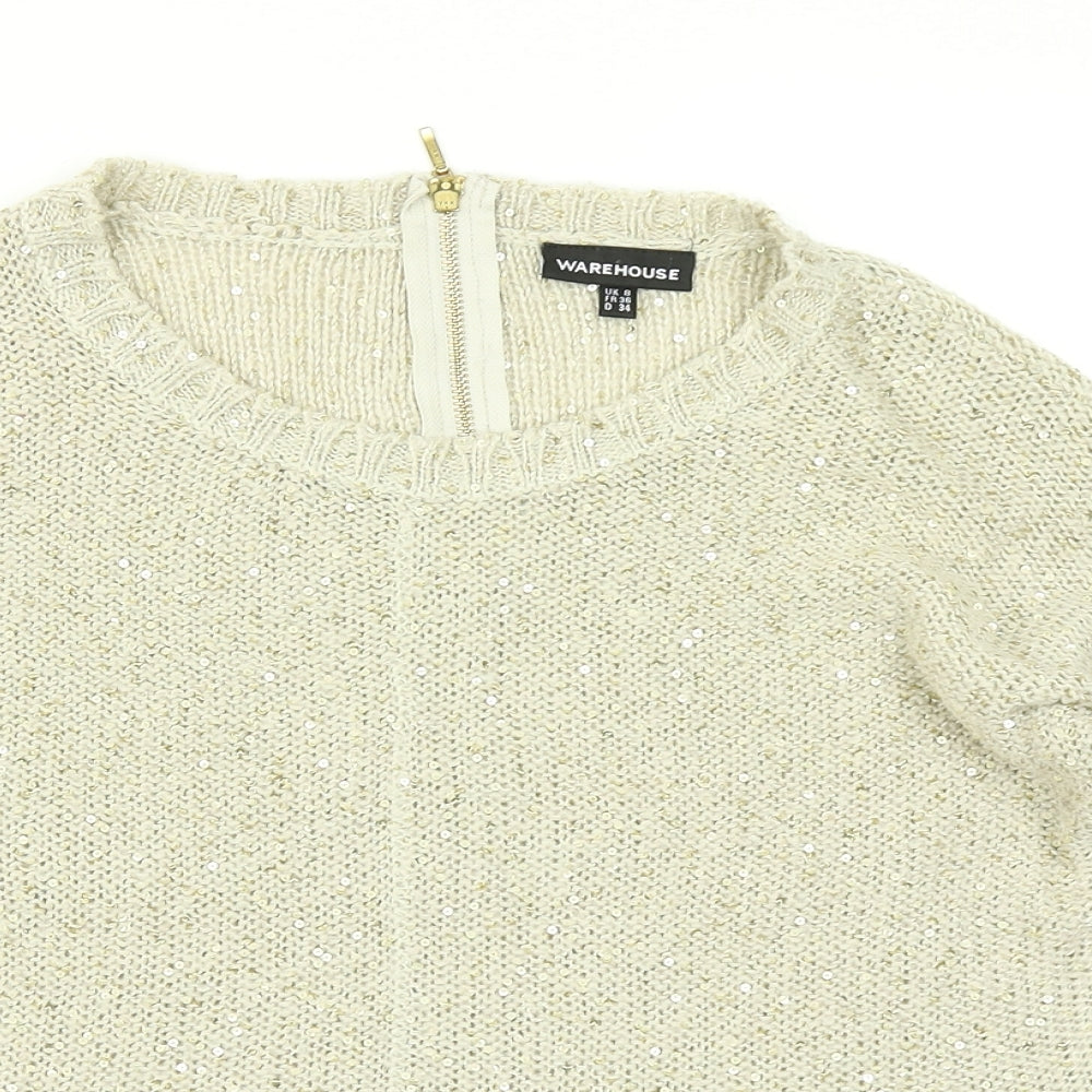 Warehouse Womens Beige  Knit Pullover Jumper Size 8