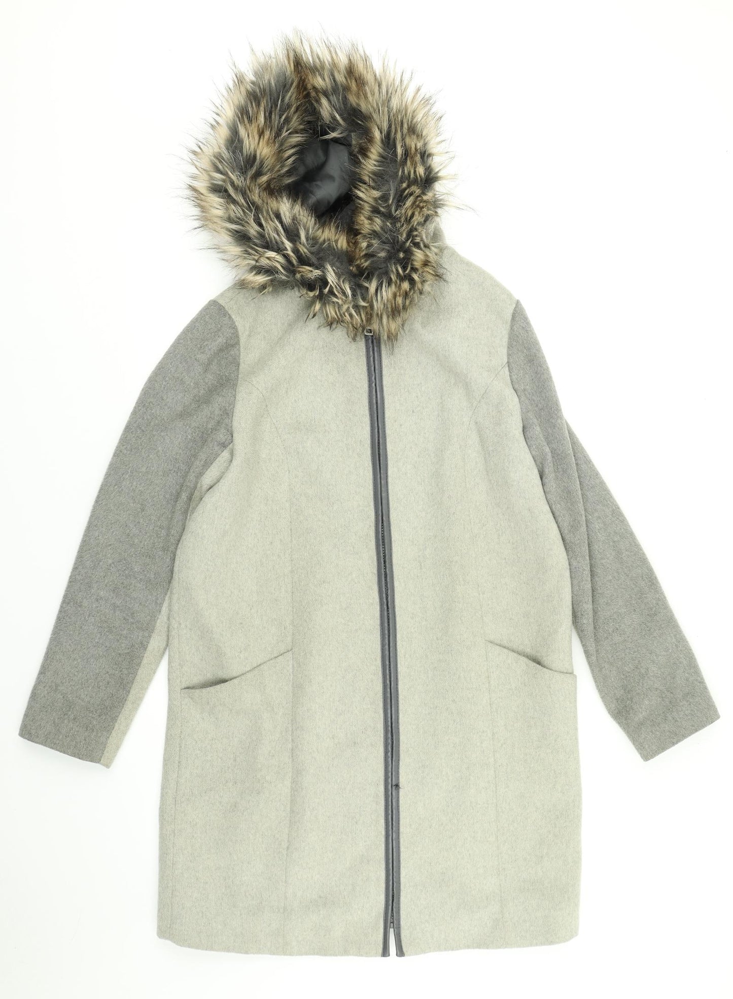 TU Womens Grey   Overcoat Coat Size 12