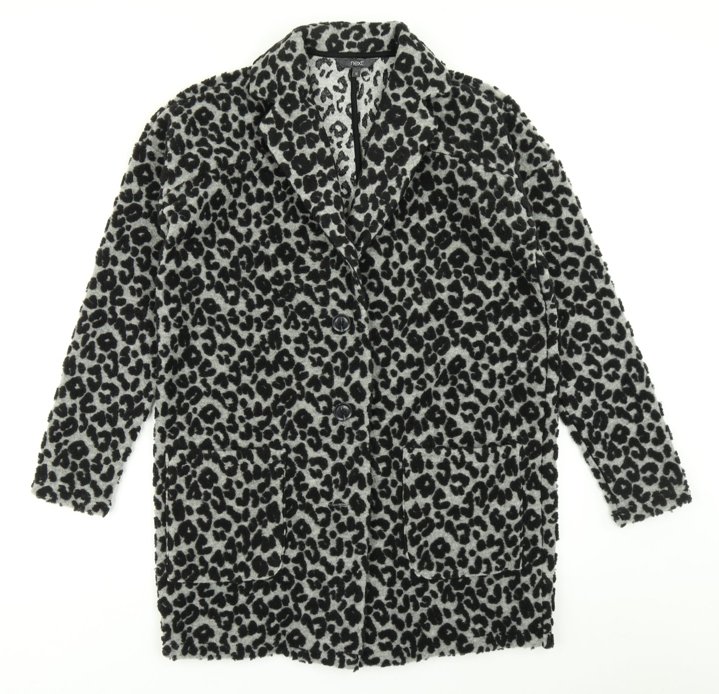 NEXT Womens Grey Animal Print  Overcoat Coat Size M