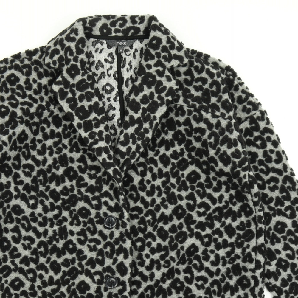 NEXT Womens Grey Animal Print  Overcoat Coat Size M