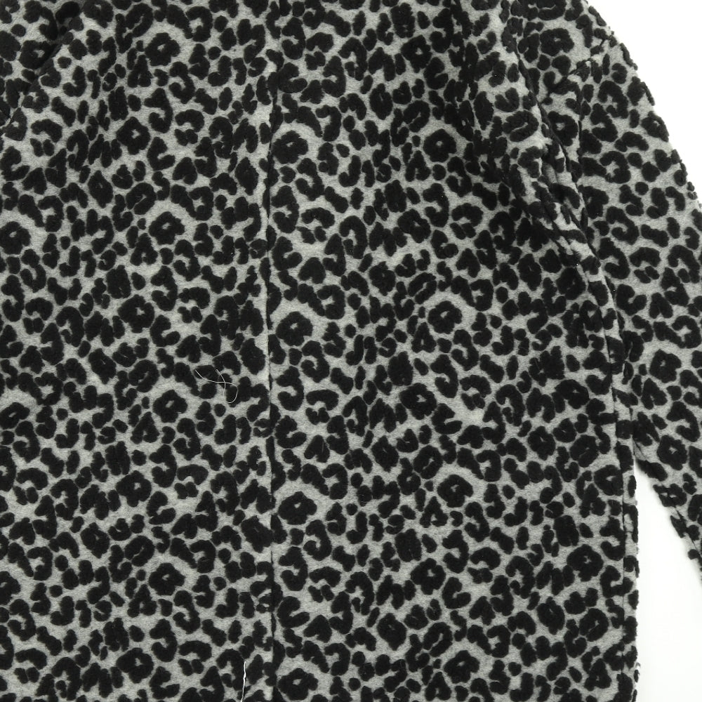 NEXT Womens Grey Animal Print  Overcoat Coat Size M