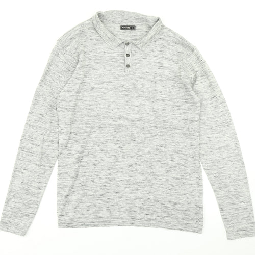 Peacocks Mens Grey  Knit  Polo Size L