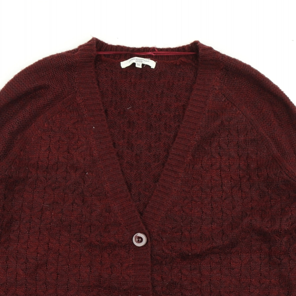New Look Womens Red  Knit Cardigan Jumper Size 14