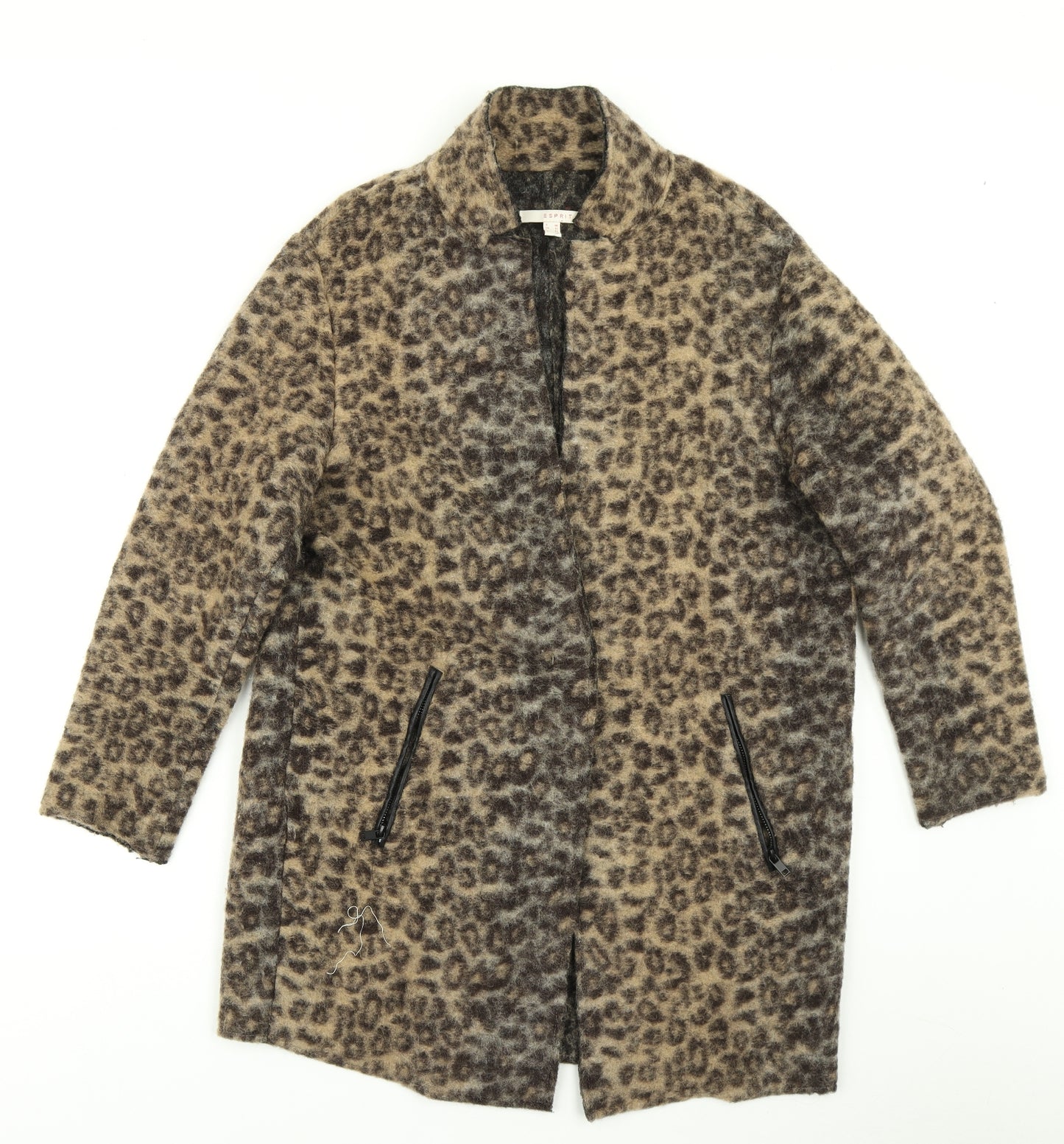 Esprit Womens Brown Animal Print  Overcoat Coat Size 12