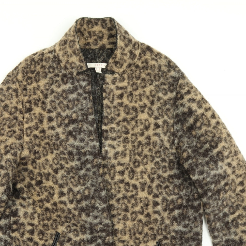 Esprit Womens Brown Animal Print  Overcoat Coat Size 12