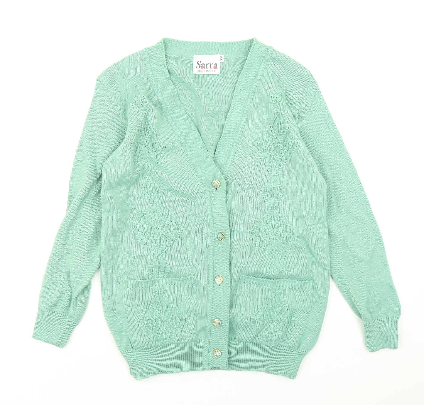 Sarra Womens Green  Knit Cardigan Jumper Size S