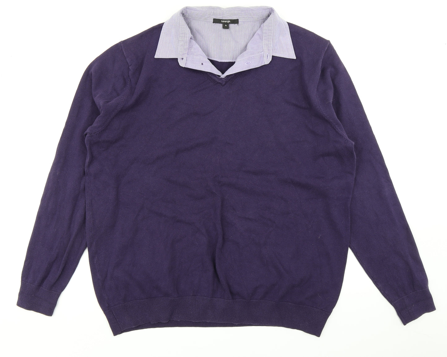 George Mens Purple  Knit Pullover Jumper Size XL
