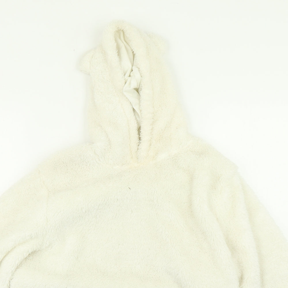George Girls White  Fleece Pullover Hoodie Size 14-15 Years