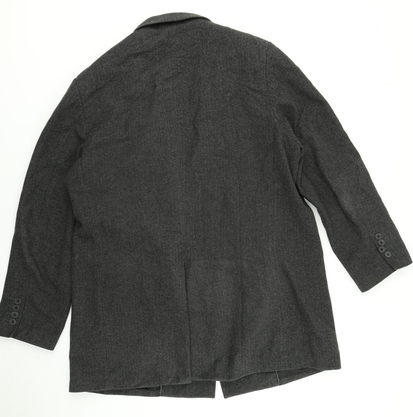 Jack Reid Mens Black Herringbone  Overcoat Blazer Size XL