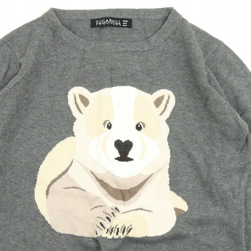 Sugarhill Womens Grey  Knit Pullover Jumper Size 16