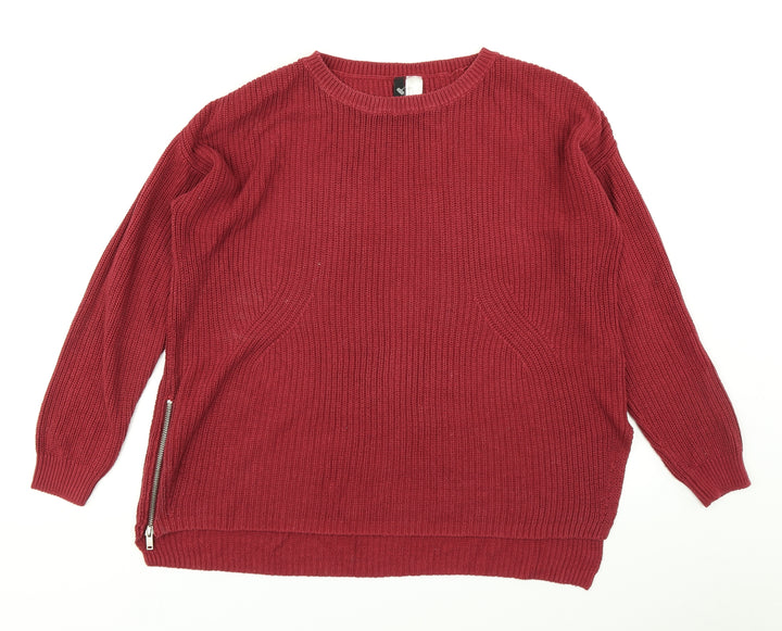 Divided Womens Red Knit Pullover Jumper Size S