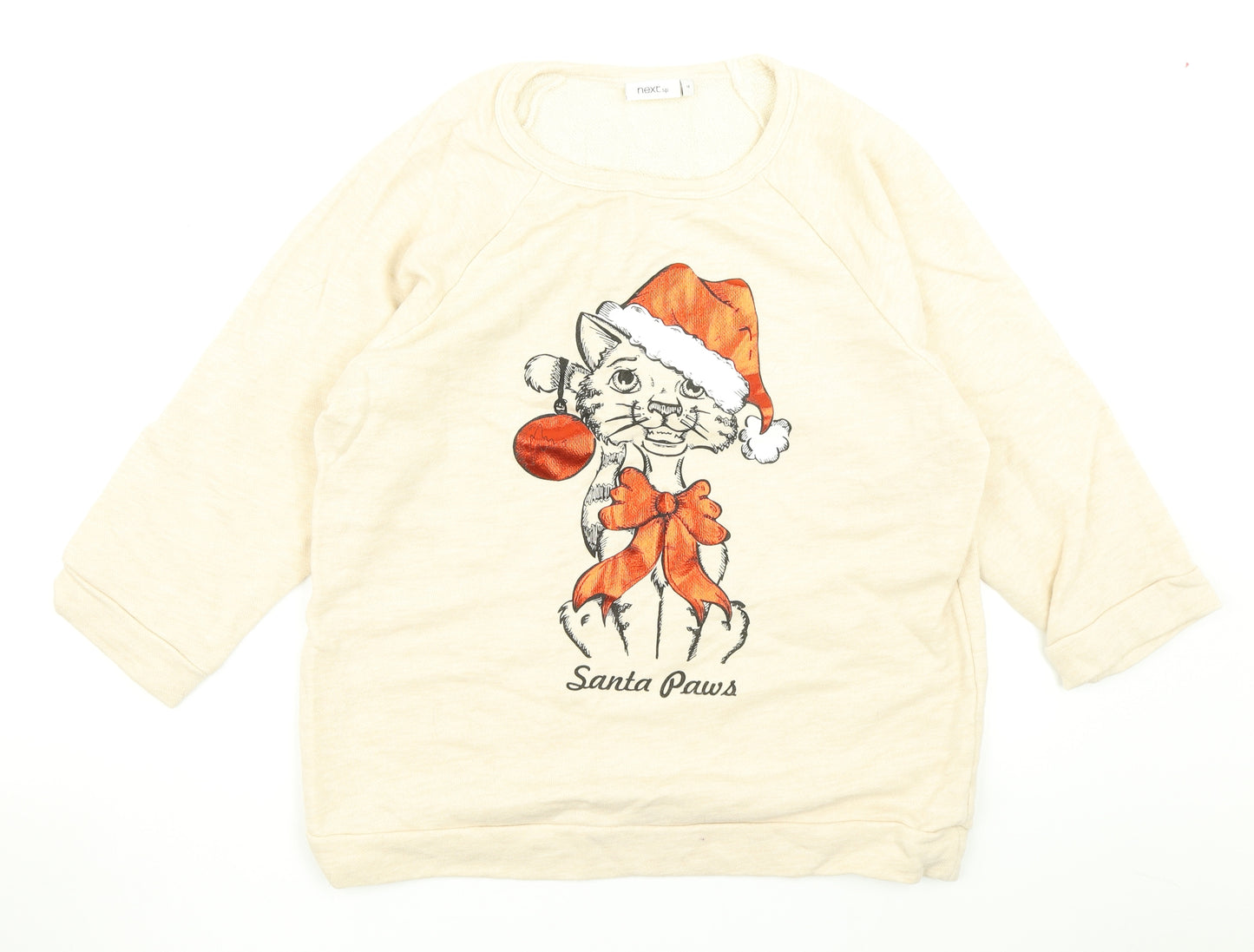 NEXT Womens Beige   Pullover Sweatshirt Size 18  - Christmas Jumper