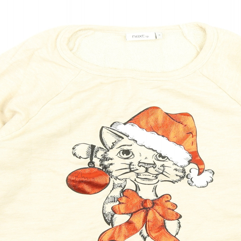 NEXT Womens Beige   Pullover Sweatshirt Size 18  - Christmas Jumper