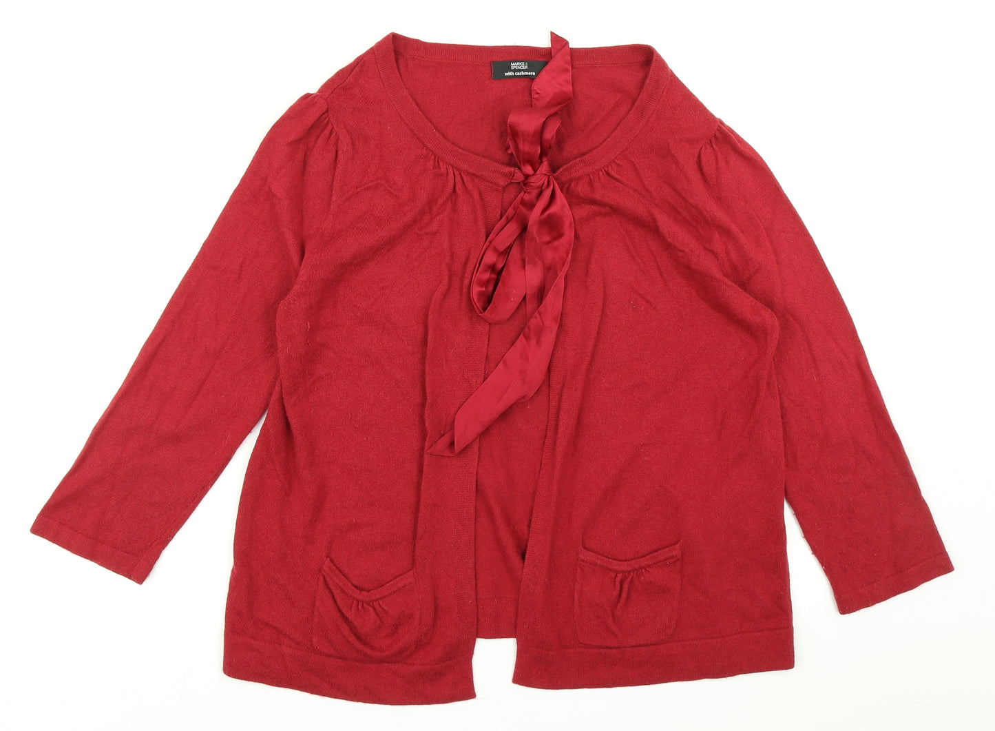 Marks & Spencer Womens Red  Knit Cardigan Jumper Size 16