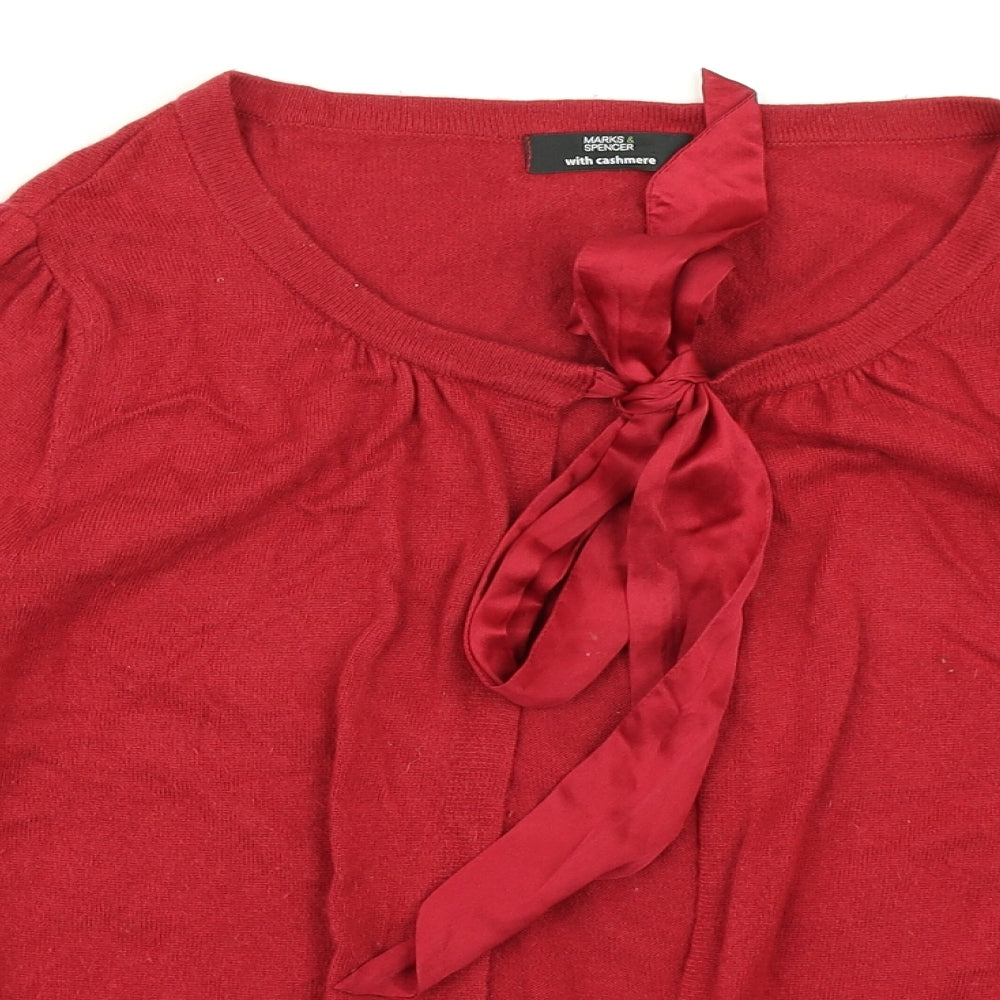 Marks & Spencer Womens Red  Knit Cardigan Jumper Size 16