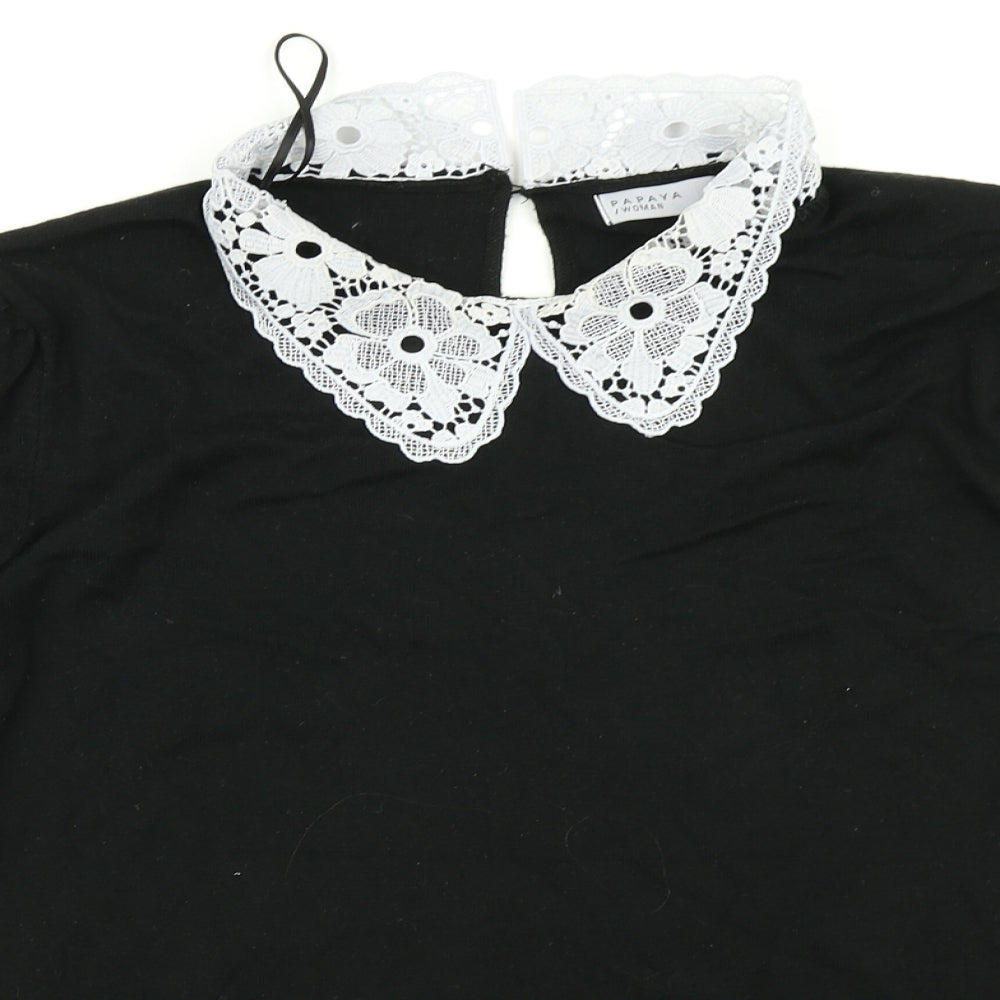 Papaya Womens Black  Knit Pullover Jumper Size 18