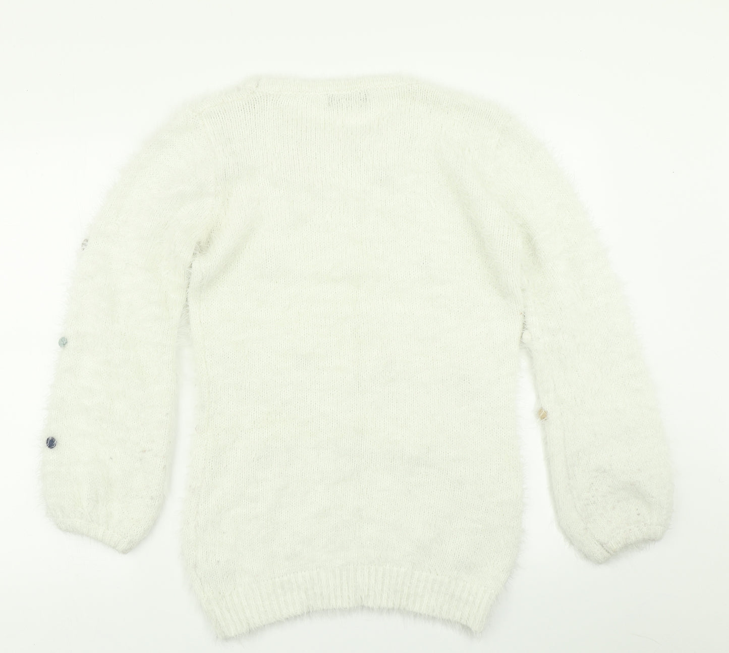 Usco Womens White  Knit Pullover Jumper Size M