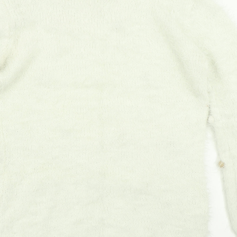 Usco Womens White  Knit Pullover Jumper Size M