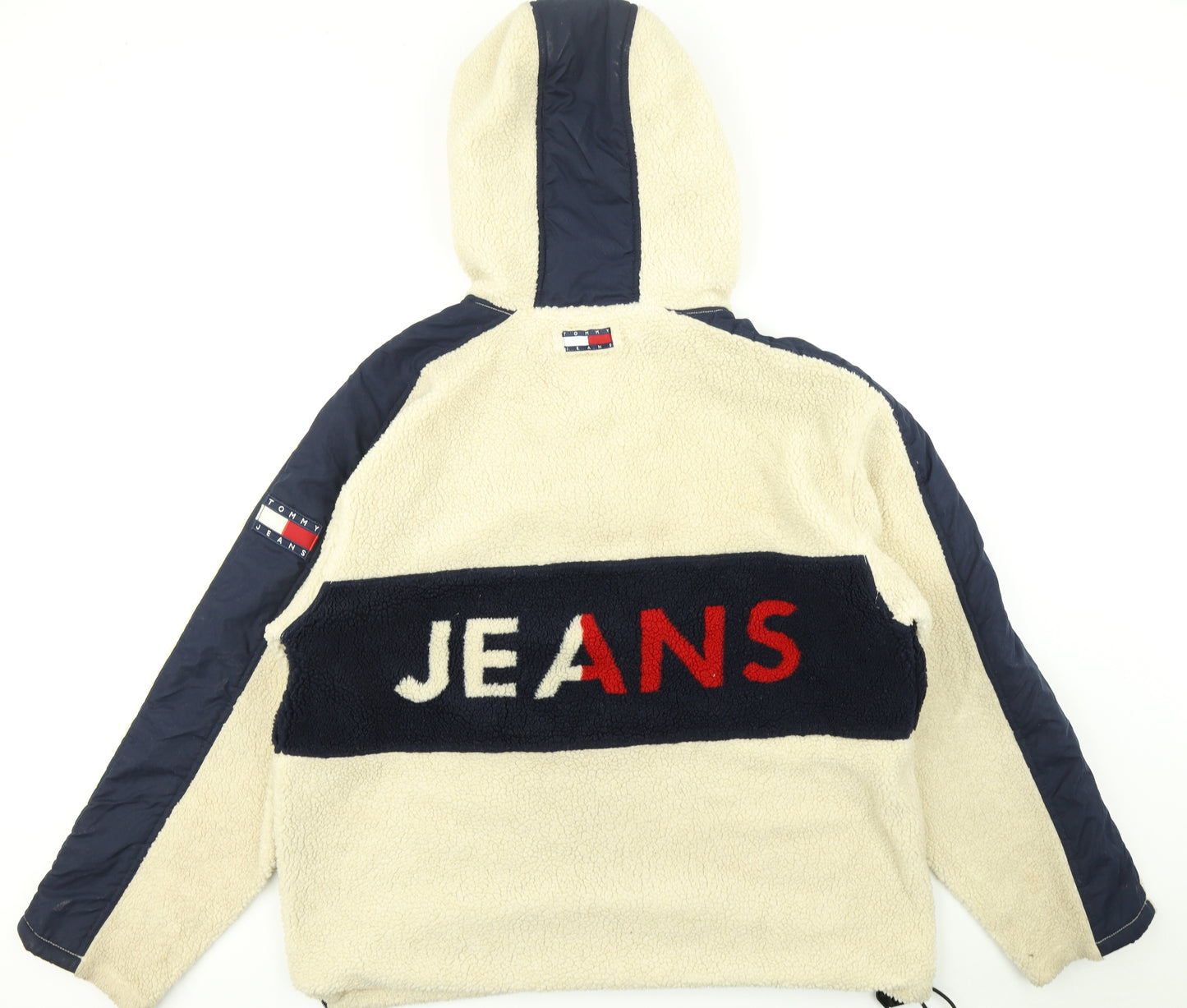 Tommy Jeans Mens Beige  Fleece Pullover Hoodie Size 2XL