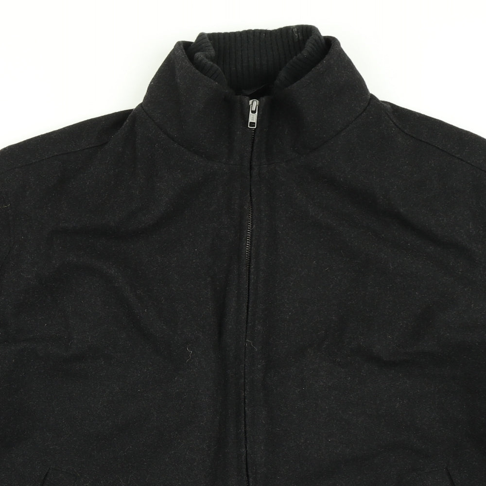 Thomas Nash Mens Black   Overcoat Coat Size L