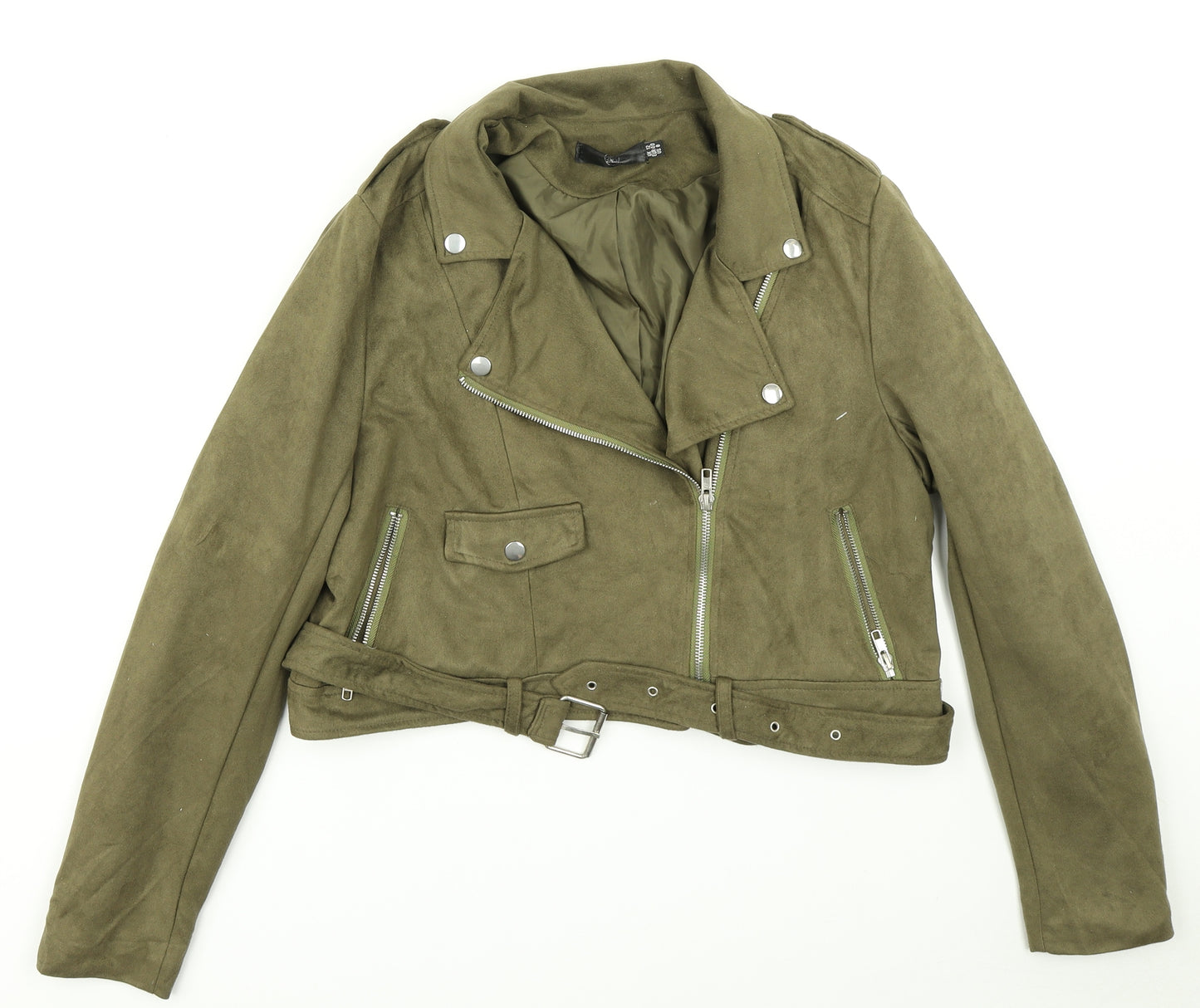 Missguided Womens Green   Biker Coat Size 12