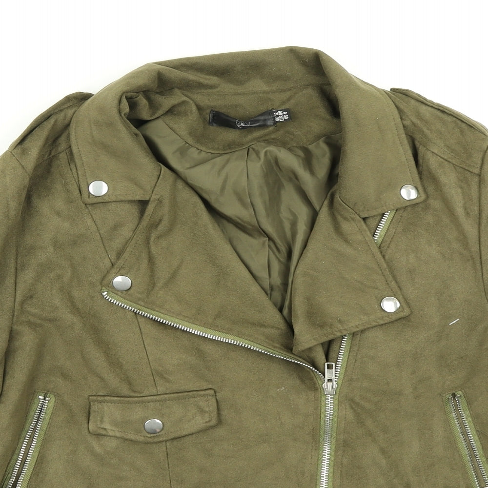 Missguided Womens Green   Biker Coat Size 12