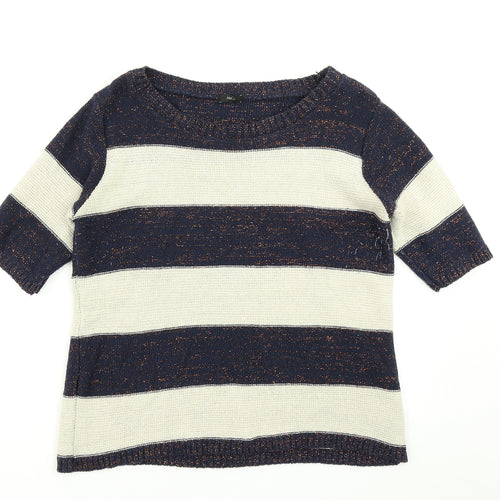 M&Co Womens Beige Striped Knit Pullover Jumper Size M