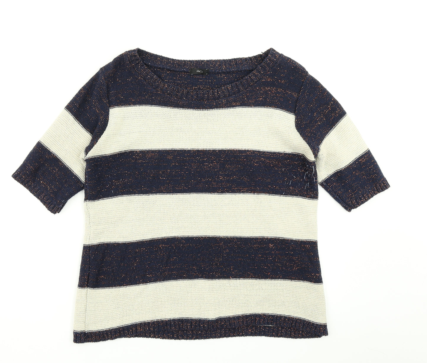 M&Co Womens Beige Striped Knit Pullover Jumper Size M