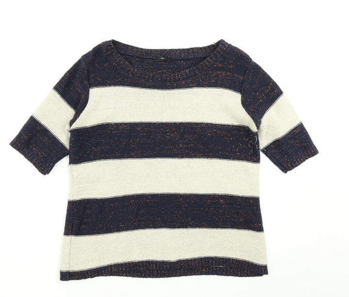 M&Co Womens Beige Striped Knit Pullover Jumper Size M