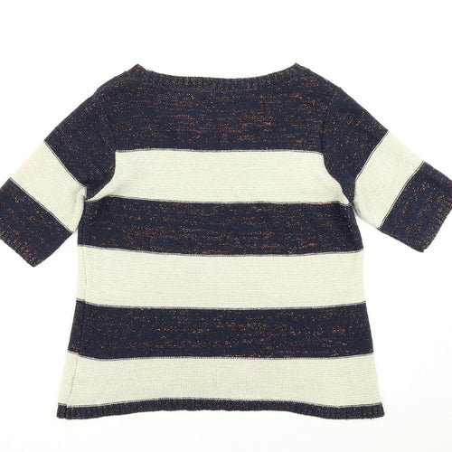 M&Co Womens Beige Striped Knit Pullover Jumper Size M