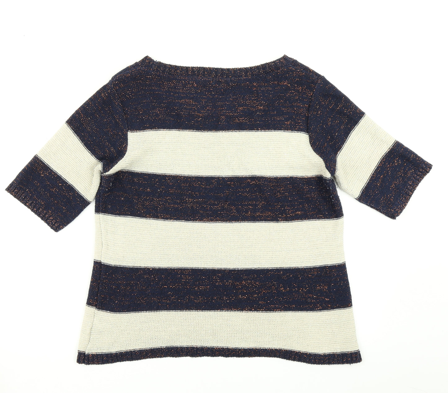 M&Co Womens Beige Striped Knit Pullover Jumper Size M