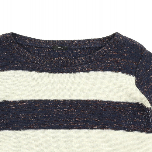 M&Co Womens Beige Striped Knit Pullover Jumper Size M
