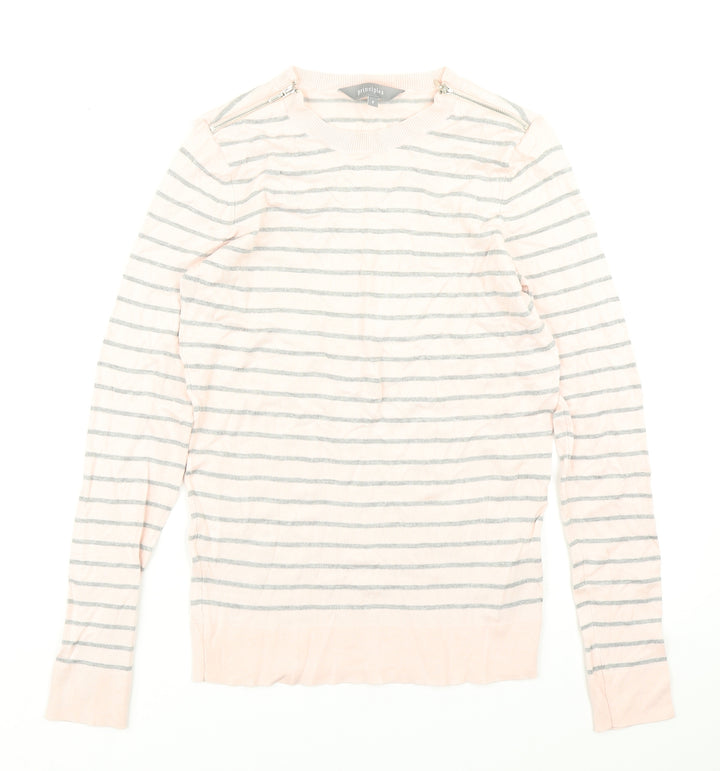 Principles Womens Pink Striped Knit Pullover Jumper Size 8