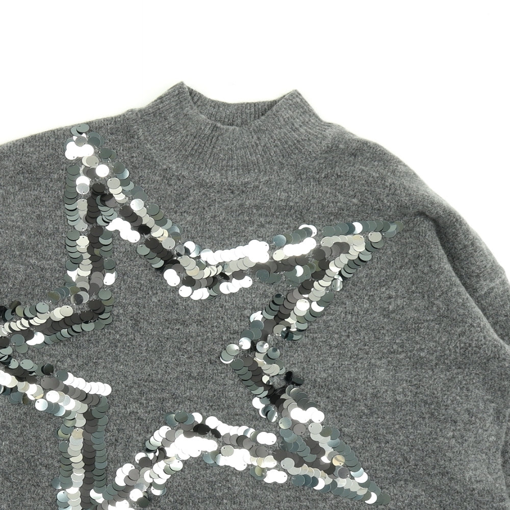F&F Womens Grey  Knit Pullover Jumper Size 12