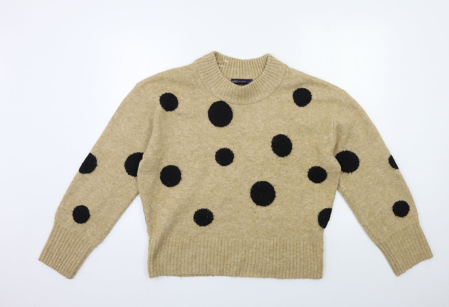 Marks and Spencer Womens Brown Polka Dot Knit Pullover Jumper Size M