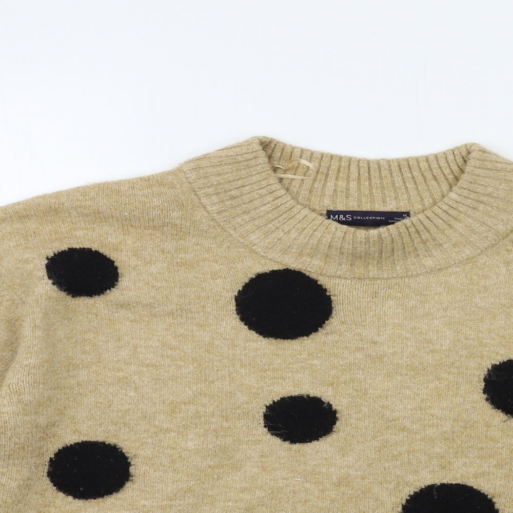 Marks and Spencer Womens Brown Polka Dot Knit Pullover Jumper Size M