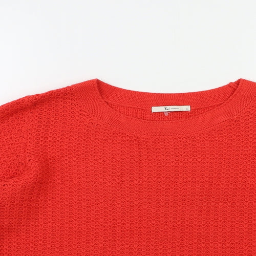 TU Womens Red  Knit Pullover Jumper Size 12