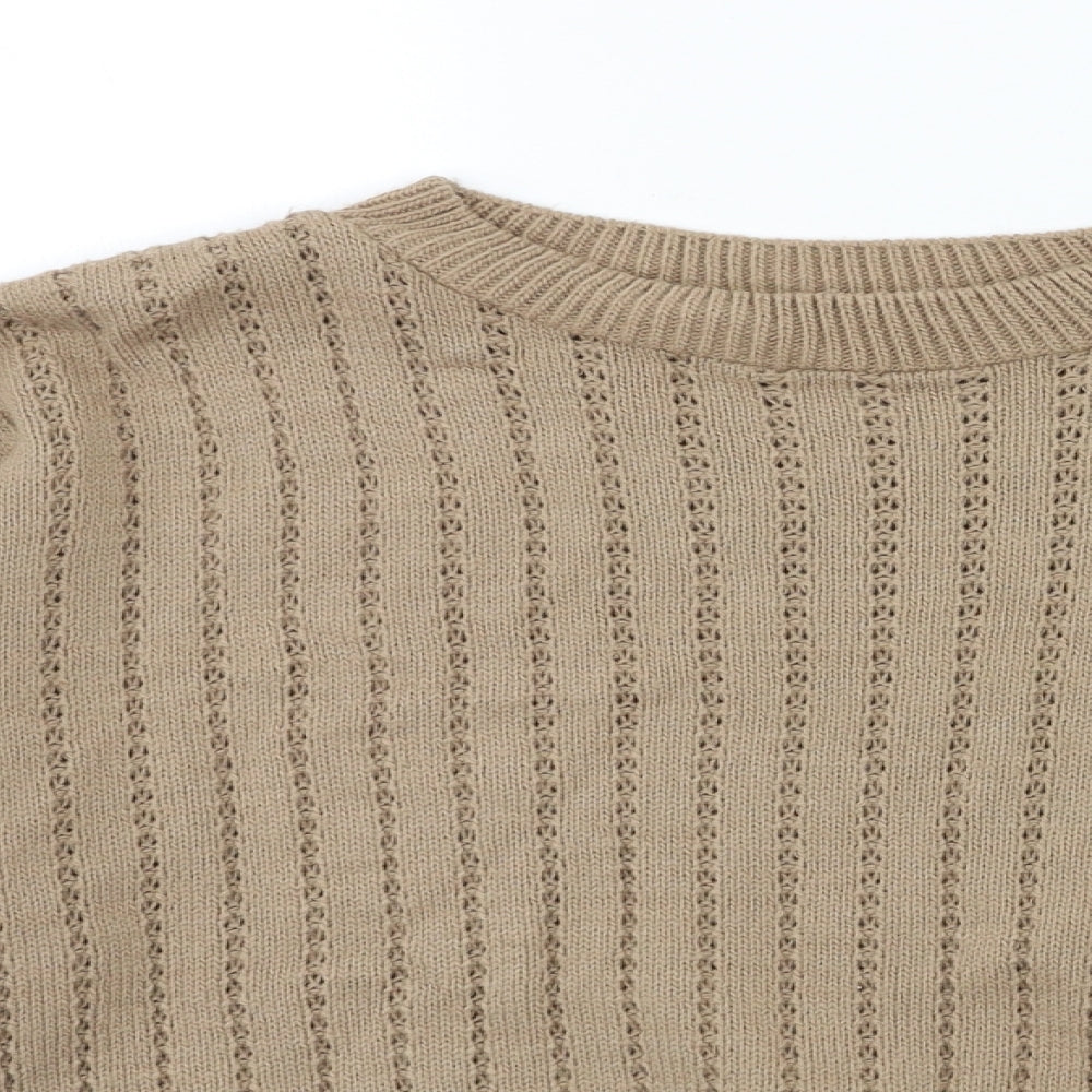 PRETTYLITTLETHING Womens Beige  Knit Pullover Jumper Size M