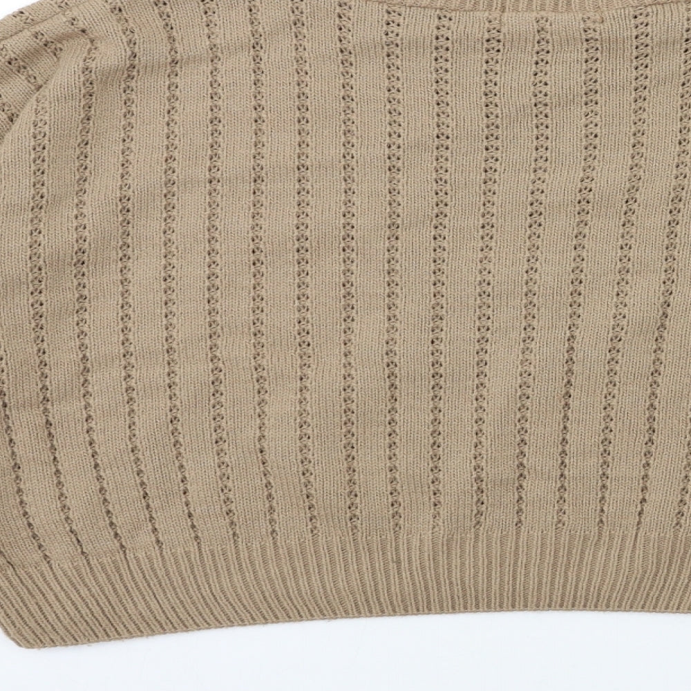 PRETTYLITTLETHING Womens Beige  Knit Pullover Jumper Size M