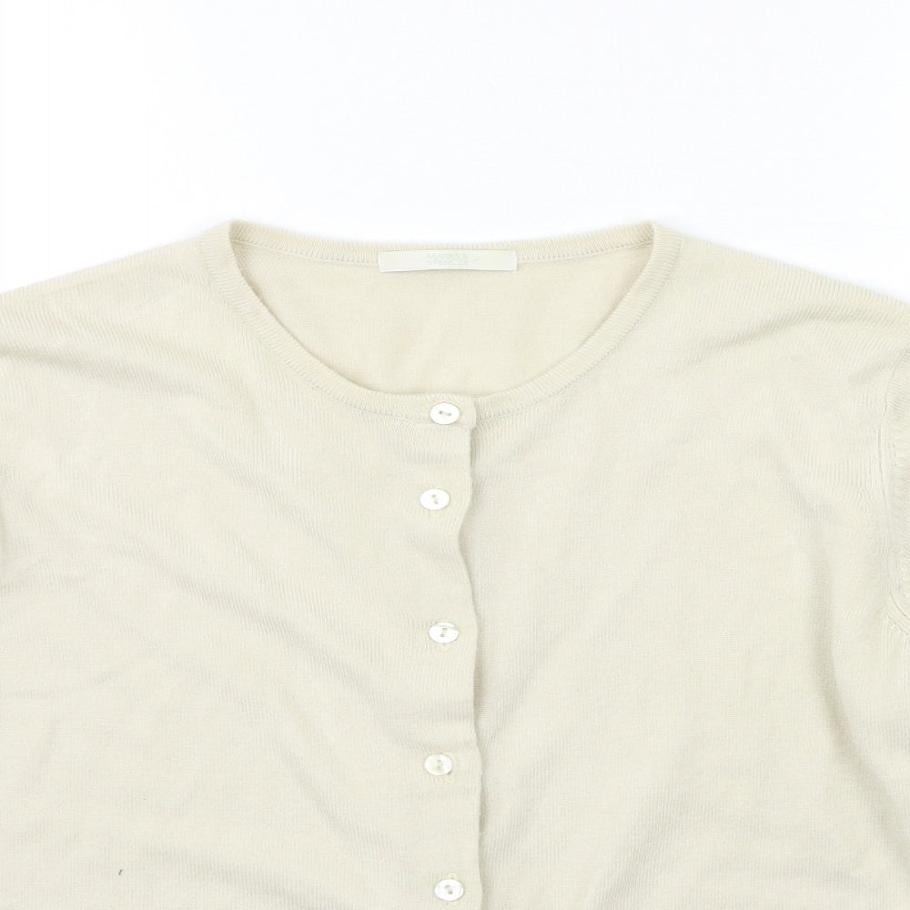 Marks and Spencer Womens Beige  Knit Cardigan Jumper Size 14