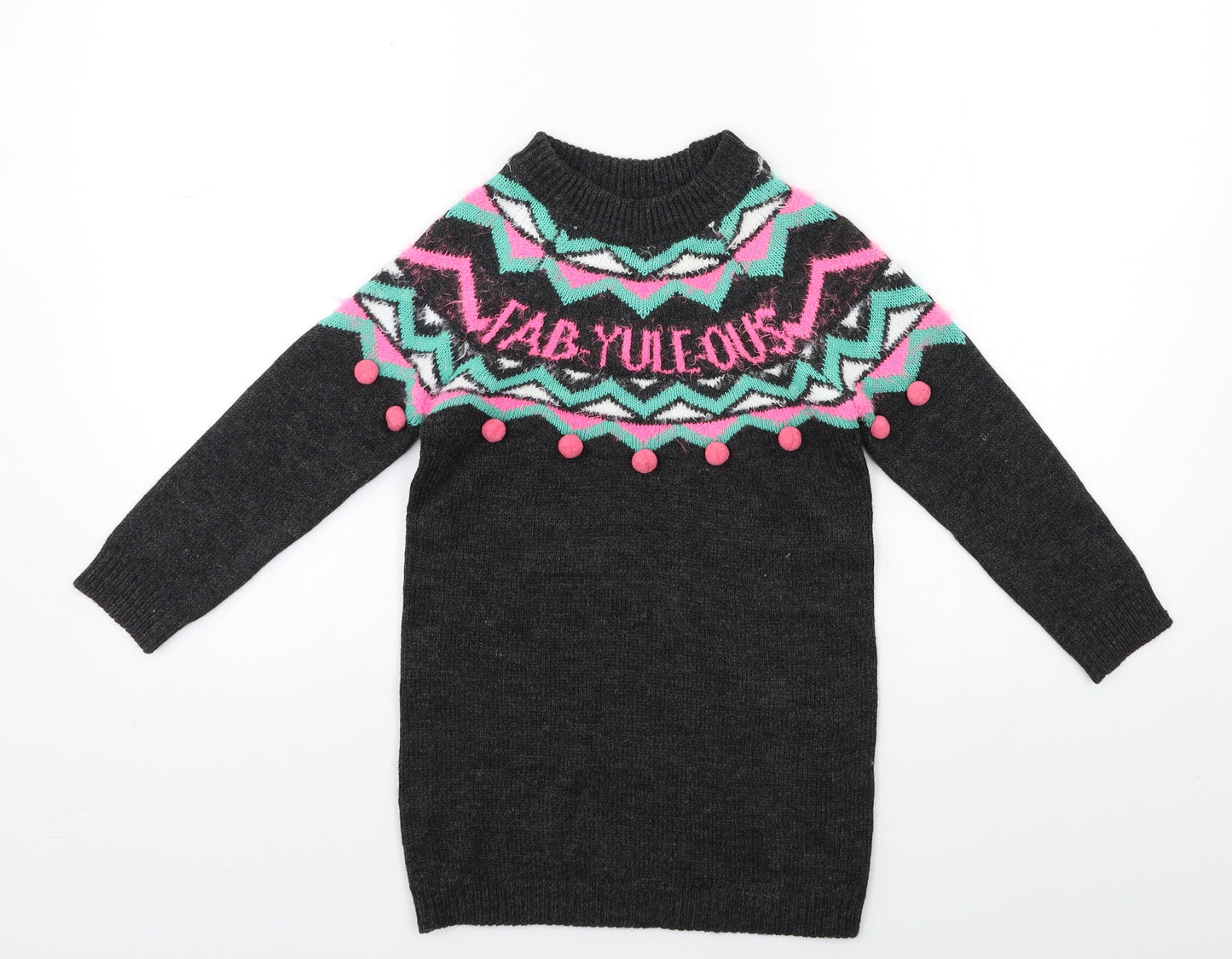 Matalan Girls Grey  Knit Pullover Jumper Size 6 Years