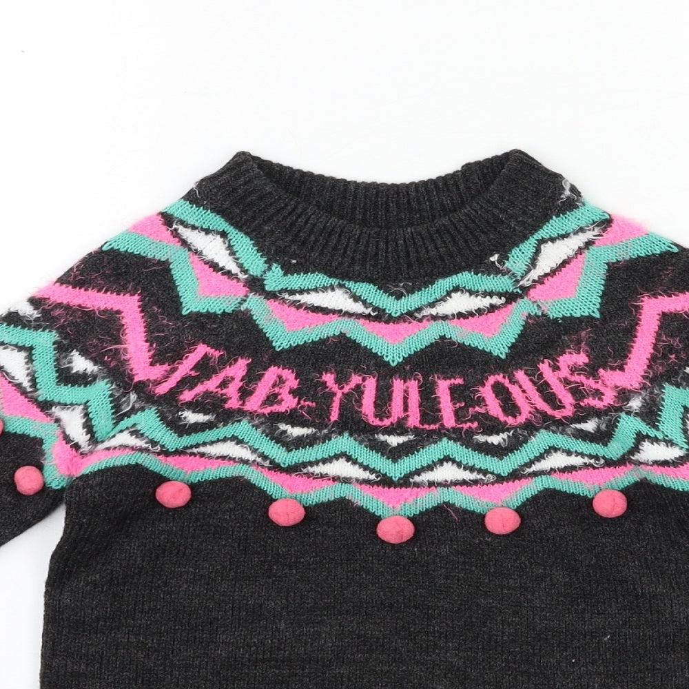 Matalan Girls Grey  Knit Pullover Jumper Size 6 Years